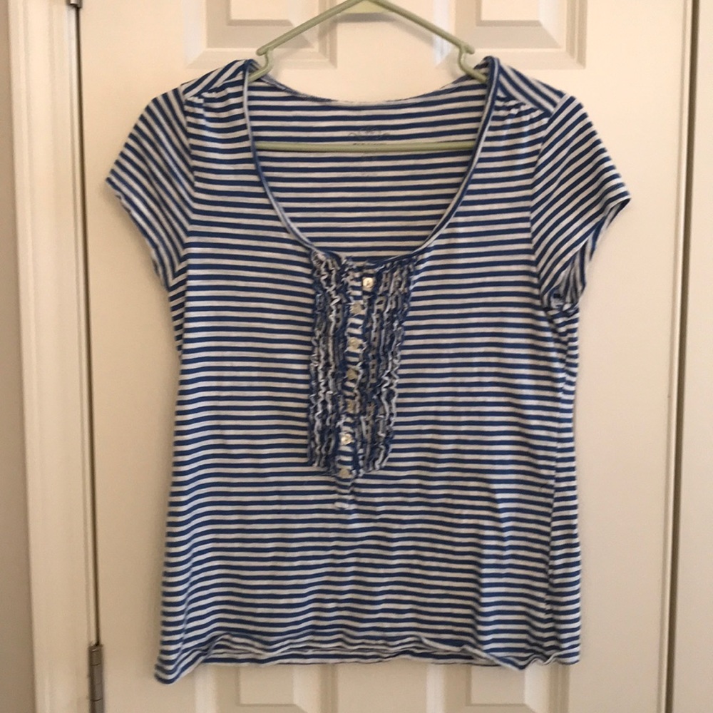 Old Navy Women’s Blue and White Striped Tee